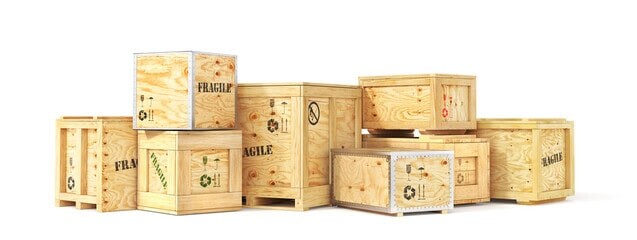 plywood cases stacked
